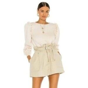 Tularosa Womens Large Neda Sweatshirt Vanilla Cream New‎ Ruffle Long Sleeve